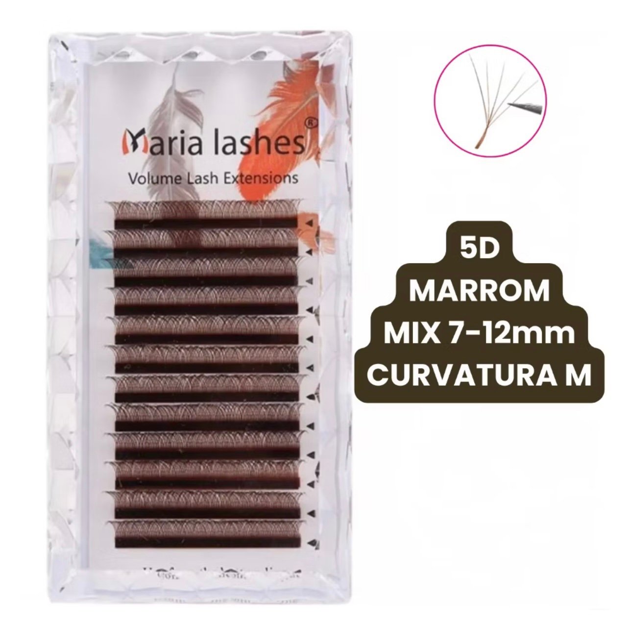 Cílios Maria Sasha W5D Curvatura M Marrom Mix8-12